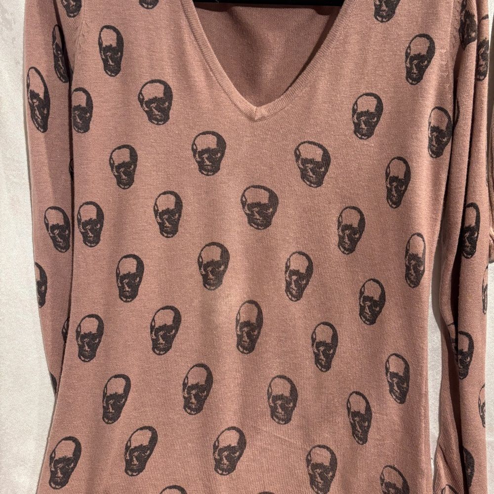 Philosophy v neck Skull cashmere Pink and black and Sweater XS